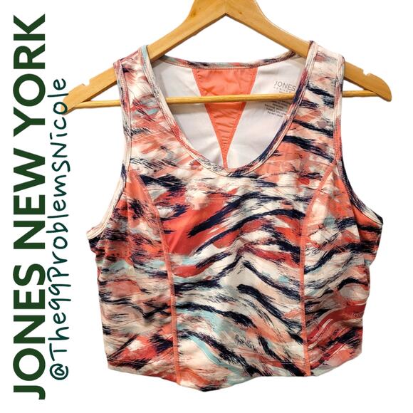 Jones New York Racerback Bra Tank in Pink, White and Blue - Picture 1 of 8